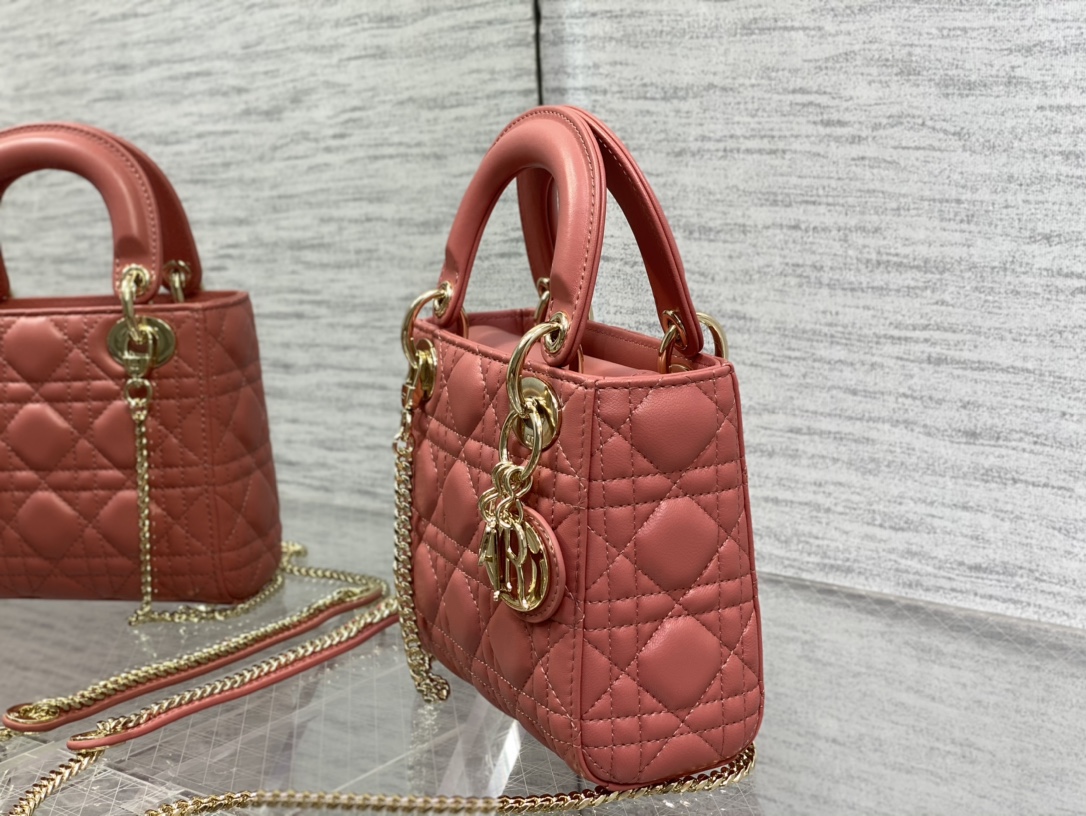 Mini Lady Dior Bag Coral Cannage Lambskin